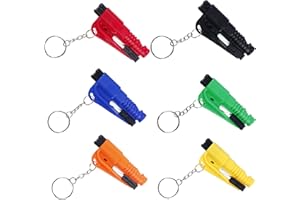 WANDGU 6 Unidades Llavero de Seguridad: Rompe Cristales Coche, Cortador de Cinturón, Herramienta de Escape de Coche para Incendios de Automóviles, Accidentes Automovilísticos que se Hunden
