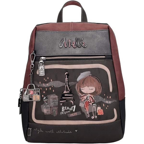 Zaino/borsa Da Donna Anekke In Ecopelle, 29x31x10 Cm, 3 Manici, Collezione Fun & Music, Design Unico