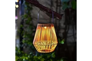 Binnan Lanterne da Esterno, Lanterna Solare per Esterni, IP55 Impermeabile, Lanterna in Rattan, Stile Bohémien, Lanterne Solari da Esterno, Lampada Solare per Balcone, Patio, Giardino, Decorazione