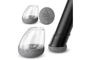 MAYZOLOP 16 Pezzi Gommini per Sedie Rotondi Ø14-20mm, Feltrini Sedie in Siliceno con Feltro Grigio per Piedini Inclinati 15-25°, Antiscricchiolio e Antigraffio per Pavimenti Duri, Trasparenti