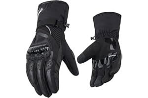 Msport Guantes de Moto de Invierno Térmicos 100% Impermeables – Guantes Protectores para Scooter, Esquí y Snowboard con Pantalla Táctil