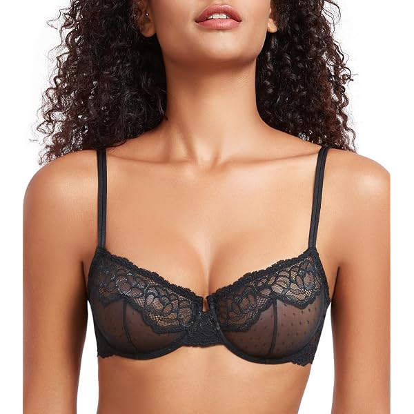 Soutien-Gorge Dentelle DOTVOL - Grande Taille - Transparent Balcon - Sans Doublure