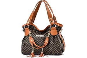 NICOLE & DORIS Handtasche Damen Retro Schultertasche Weiche PU Leder Retro Shopper Tasche Hobo Henkeltasche Groß Umhängetasche Bedruckte Tragetasche für Alltag, Schule,Reise Schmetterling Braun