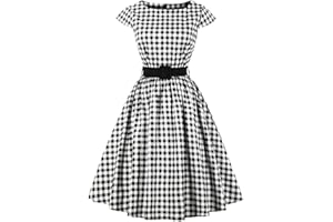 AXOE Femme Robe Vintage Années 50 Tissu Coton Respirant Coupe A-Line Ceinture Amovible Col Bateau