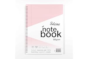 Silvine A4 Pink Paper Dyslexia Notebook - Lined with Margin (100 Pages)