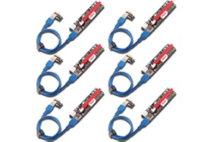 Ziyituod 6 Pack Derniers Kits PCI-E Riser Express 16X à 1X (6 Broches/MOLEX/SATA) avec Extension Graphique LED Ethereum ETH Mining Powered Gpu Riser Card ， Câble USB 3.0 60 cm （6PCS）
