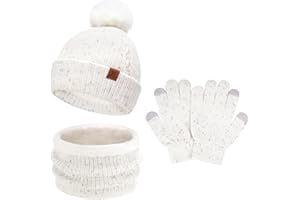 Bequemer Laden Bambino Bambina Cappello Invernale Termici Sciarpa ad Anello Guanti in Maglia, PON PON Berretto Scaldacollo Manopole per 0 6 12 Mesi 1 2 3 4 5-8 Anni Bambini Regalo