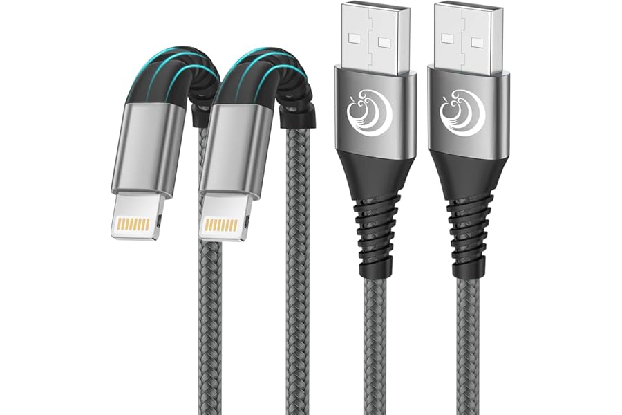 2Pack 2M iPhone Charger Cable, MFi Certified Lightning Cable Fast Charging Braided iPhone Charger Fast Charge USB Charging Lead for Phone 14 13 12 11 Pro Max XS XR X 8 7 6 Plus 5 SE, iPad and iPod