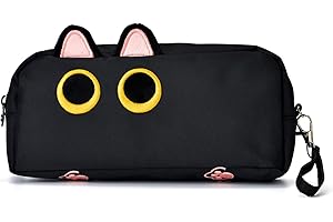 LANXIVI Hongdian Astuccio di grande capacità, Sacchetti per penne per gatti 3D, Portapenne per astuccio per ufficio Università Scuola Ragazza Adolescente Regalo (Nero)