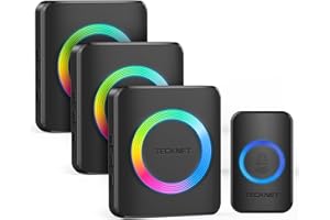 TECKNET Funkklingel, Kabellose Türklingel IP65 Wasserdicht Außen Funkklingel, 400m Reichweite, Funk klingel Set mit 3 Plug-In-Empfänger und 1 Sender, Haustür Klingel mit 60 Melodien und RGB Licht