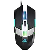 Ant Esports GM90 RGB Wired Gaming Mouse, 3600 DPI Adjustable Optical Sensor, 6 Programmable Buttons, Ergonomic USB Mouse for PC Laptop Gaming, Office 