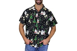 King Kameha Funky Hawaiihemd Herren Kurzarm Fronttasche Hawaii-Print Weihnachten Christmas Designs X-Mas