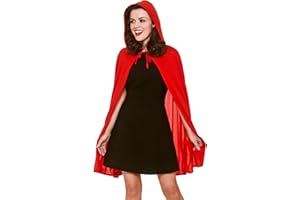 Wicked Costumes Adult Womens Red Short Hooded Cape - (One Size) 84cm Length