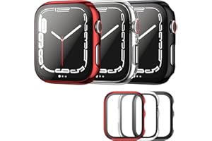 Haojavo Etui ochronne kompatybilne z Apple Watch Series 7 41 mm, 3 sztuki, etui 2 w 1, twarda ochrona i hartowana ochrona wyświetlacza, akcesoria do iWatch 41 mm, galwaniczne etui dla kobiet i