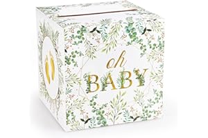 HXEZOC Floral Baby Shower Card Box Favors Post Box Cardboard Receiving Money Box Holder for Reception, Baby Showers, Anniversary, Baby Birthday Party Table Centerpiece Decorations