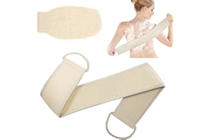 LOPHE Serviette de Bain à Bande Arrière Loofah, Naturelle de Luffa Exfoliante pour le Corps,2 PCS Gratte Dos Douche,Idéal pour Exfoliant pour le Corps et Lave Dos, pour Hommes et Femmes