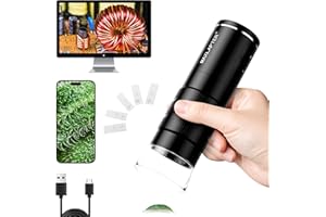 MAXLAPTER Digital Microscope, 50X-1000X Wireless WiFi Digital Microscope for Adults Kids, USB Handheld Microscope with 5 Microscope Slides, Compatible with iPhone iPad Android Windows Mac