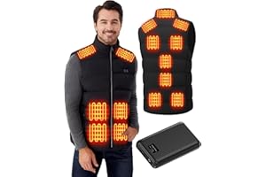 SKYWPOJU Heated Gilet for Men Women: Electric Thermal Heated Jacket with Battery Pack - Unisex Winter Lightweight Heating Vest with 15 Heating Zones for Outdoor Hiking Hunting