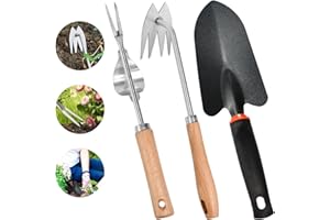 Huucozn 3 Pièces Désherbeur Manuel Acier Inoxydable, Jardinière Manuelle, Arrache Mauvaise Herbes Jardinage, Déplantoir, Outils de Jardinage à Main Désherbage Outil pour Creuser Désherber Ameublir