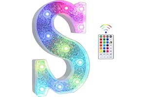 Tosakey Light Up Letters, LED Lights Sign 18 Color Changing 26 Alphabet Glitter Shiny Letter Lights Gifts for Girls Women Birthday Christmas Bedroom Party Wedding Decoration (S)