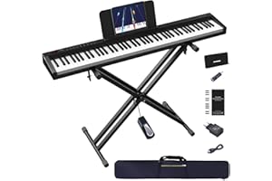 OYAYO E Piano Piano digital 88 teclas, teclado de piano eléctrico semipesado de tamaño completo con función Bluetooth MIDI Piano 88 teclas con soporte de música Pedal sostenido Bolsa de piano Ideal
