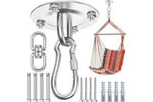 MORZEJAR Wytrzymałe wieszaki wahadłowe obracane o 360°, wytrzymałe haczyki do zawieszenia ze stali nierdzewnej 304, hak huśtawkowy do sufitu, drewnianego werandy, siłowni, jogi, zawieszenia, zestaw huśtawek o