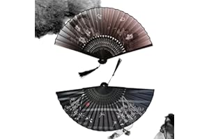 WUBAYI YUNYU - 2 abanicos plegables de bambú de mano, decoraciones de baile de estilo chino, recuerdos de fiesta y regalos de festivales