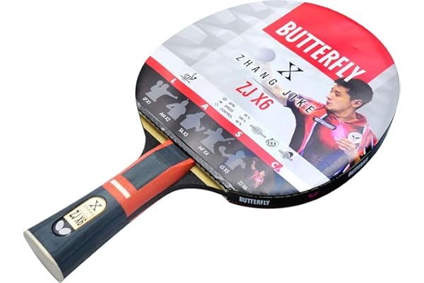 Butterfly Raquette de Tennis de Table Zhang Jike Zjx6 en Caoutchouc Wakaba Noir/Rouge, M