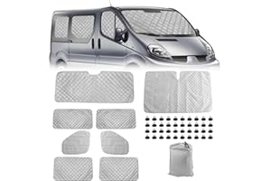 JINSENTGG 8 Pieces Thermal Mat Replacement for Renault Trafic 2015-2023/Vivaro 2014-2018/NV300 2014–2021/Talento 2016–2020 SWB, Sun Protection Windscreen Cover, Multi-layer Aluminum Foil, Foldable Sun Visor Set