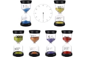 AOKYOM 6pcs Clessidre Sandglass Sand Clock Timer Bambini Timer da cucina orologio da sabbia Timer a Clessidra 1、3、5、10、15、30 minuti Perfette in casa,Classe,Cucina, Gli Sport e i Giochi,Giochi e Ufficio Timer