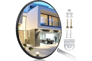 WPPQWP Verkehrsspiegel, 30cm Weitwinkel Konvexspiegel, Verstellbarer Verkehrsspiegel für Ausfahrten für Garage, Verkehr, Einfahrten, Lager, Hof, Geschäfte