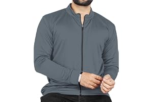 FIBREZA Men Solid Polyester Sports Jacket Long Sleeves Full Zip with Pocket Gym, Running & Travel Upper Wear