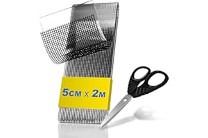 teeppo Fliegengitter Reparatur Klebeband Set 2m - Insektenschutz Fliegengitter Reparatur Set - Stark Selbstklebend Glasfaser - Verhindern Moskitos Insekten - Inklusive Schere - Schwarz (2 m x 5 cm)