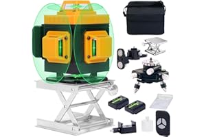Angel Kiss Livella Laser Autolivellante 4x360° Professionale 4D Livello Linea Laser Verde, Gamma di Lavoro: 30M, con Telecomando, Supporto Magnetico e Rotante, 2 Batteria Ricaricabile