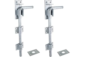 HAVEN HERITAGE 2pcs Drop Down Bolts for Gates, Gate Drop Bolts, Heavy Duty Gate Bolt - Gate Drop Bolts for Wooden Gates - Stable Door Bolt - Galvanised Gate Bolt, Garage Door Bolts - (18")