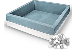 Rainbow Kids - XXL Luxus Bällebad Bällepool Bällebecken Spielbälle Kugelbad Bällchenbad Spielbecken Ball Bällepool (120x120x40 mit 500 Bällen, Mint-Weiss)