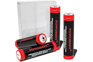POWOBEST 3.7V 3000mAh NiMH Wiederaufladbarer Akku,POWO18B Mit NiMH Batterieschutzbox,NO:1818-666-888B Batterie,perfekt für Taschenlampe,kleinen Lüfter,Türklingel,Patentnummer:015037694-0002(4er-Pack)