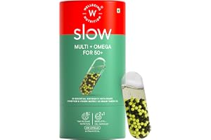 Wellbeing Nutrition Slow Multivitamin + Omega 3 for Men & Women, Adult 50+ B-Complex, Coq10, Vitamin D3, C, Zinc, Calcium + 40 Nutrients Energy, Immunity, Joint, Heart & Memory, 60 Veg Capsules