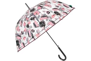 PERLETTI Grand Parapluie Transparent Femme Fille - Ouverture Automatique Coupole en POE - Parapluie Dame Romantique Elégant Incassable Coupe Vent - Diamètre 89 cm