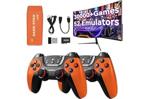 PZWR Forlarme M22 Retro Game Console –Support to with 30000+ Classic Games, 8K HD HDMI, Plug and Play Game Console, Upgrade Dual Wireless Controllers Gift for Teen and Partner Orange