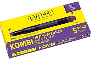 Online Cartucce a doppia faccia, ricariche universali per penne, compatibili con tutte le penne stilografiche comuni, anche Lamy Pen - 5 cartucce di ricambio - colore lilla, 17143/12