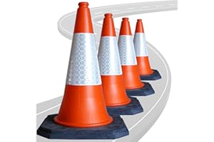 STORM TRADING GROUP High Visibility Reflective Orange Traffic Cones 75cm Large Self Weighted Heavy Duty Base Street Safety Cone Indoor and Outdoor Use, Portable & Wind Resistant (3)
