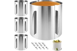YAYODS 4 anillos para tartas ajustables de 20 cm de alto, diámetro ajustable, 16 – 30 cm, acero inoxidable con clips de fijación, forma redonda con escala para la preparación de pasteles y tartas