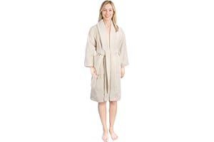 Hammetex Damen Bademantel 100% Baumwolle – 380 g/m² Weicher Frottee Bademantel mit Taschen für Zuhause & Sauna – Saugfähig & Hautfreundlich
