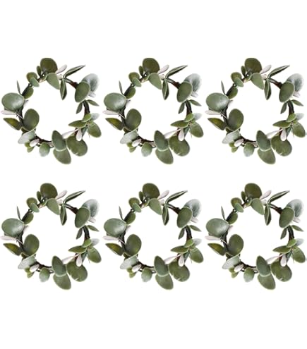 OTKARXUS Weihnachts Serviettenringe 12 Stück - Rote Beeren & Tannennadeln Design