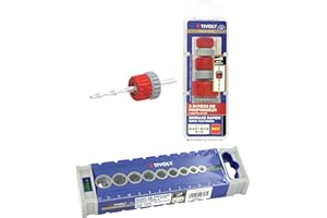 TIVOLY Lot 3 Butées de Perçage Plastique Réglables Ø3-12mm + Guide Perçage Pilot 5 Bleu Ø4-12mm – Accessoires Foret Bois Métal Perpendiculaire