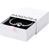 Pandora Moments Pulsera de plata de ley con tachuelas y cierre de coraz&oacute;n
