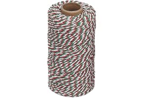 ‎VIVIFYING Vivifying 100m Rot, Grün und Weiß Baumwollschnur, Ideal für DIY Handwerk, Geschenkverpackungen