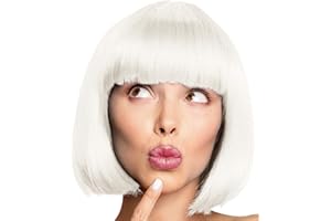 BALINCO Peluca Bob Peluca Cabaret Pageboy Charleston Pelucas para Carnaval/Disfraces y Fiestas de Lemas - 13 COLORES (Blanco)