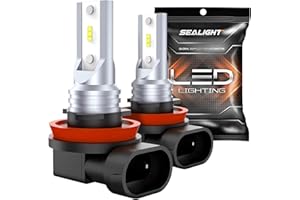 SEALIGHT H11 LED Ampoules, H8 H9 H16, 350% de luminosité 6 000 LM 6 500 K, Ampoules halogènes de Rechange pour Voitures, camions, SUV, Plug and Play, Lot de 2 (H11)